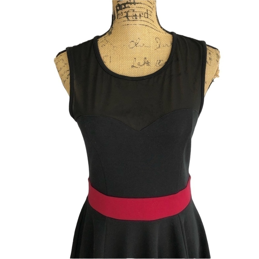 OLSENBOYE Sexy Mesh Front Ponte Swing Dress - Picture 5 of 9